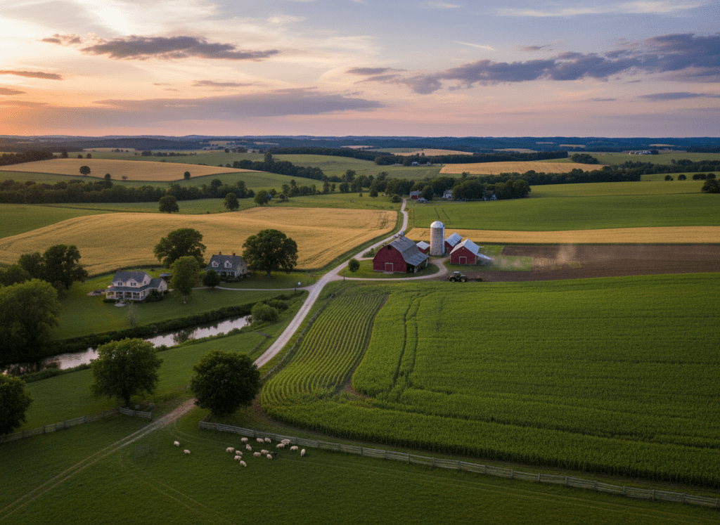 large landscape image of a farm